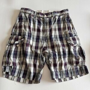 Polo Ralph Lauren Mens Plaid Cargo Shorts 33 Multicolor Cotton Utility Vintage
